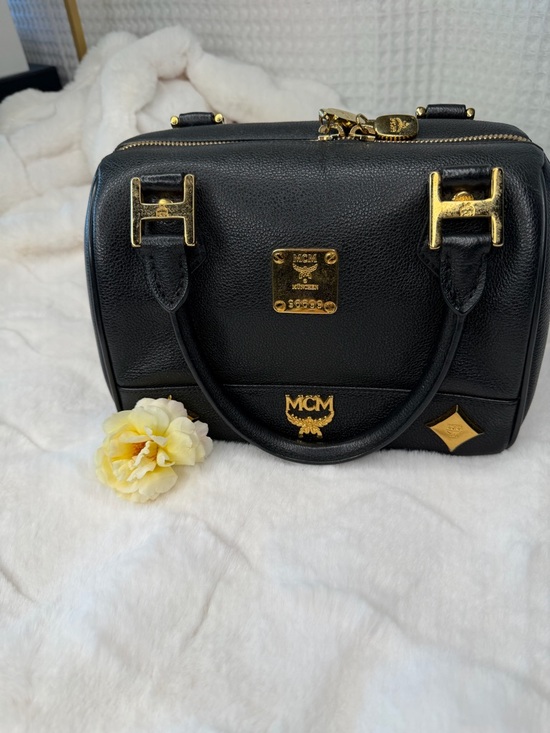 MCM Handbags - ✨ MCM Black Leather Mini Boston Satchel – Gold Hardware ✨